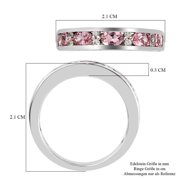 Rosa Turmalin und Zirkon Band Ring 925 Silber Platin-&Uuml;berzug image number 7