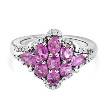 Ilakaka Rosa Saphir (Fissure gef&uuml;llt)-Ring, 925 Silber platiniert (Gr&ouml;&szlig;e 16.00) ca. 2.44 ct