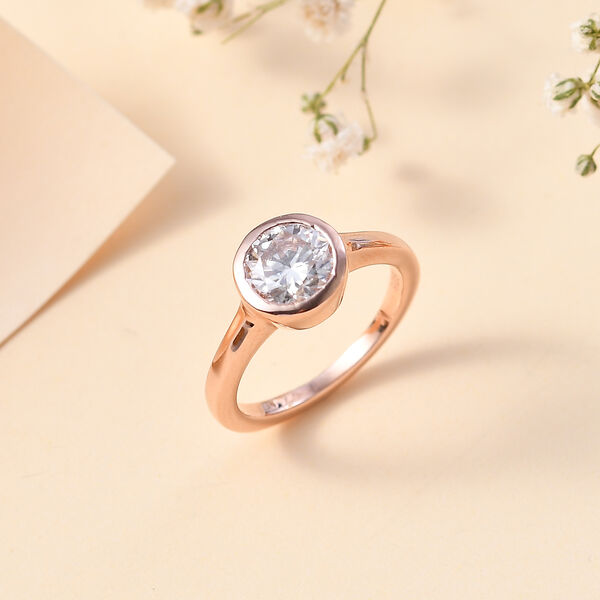 Moissanit Ring, 925 Silber 750 Ros&eacute;gold Vermeil - 1,19 ct. image number 2