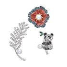 3er Set, Weiße Süßwasserzucht Perlen Broschen, Panda