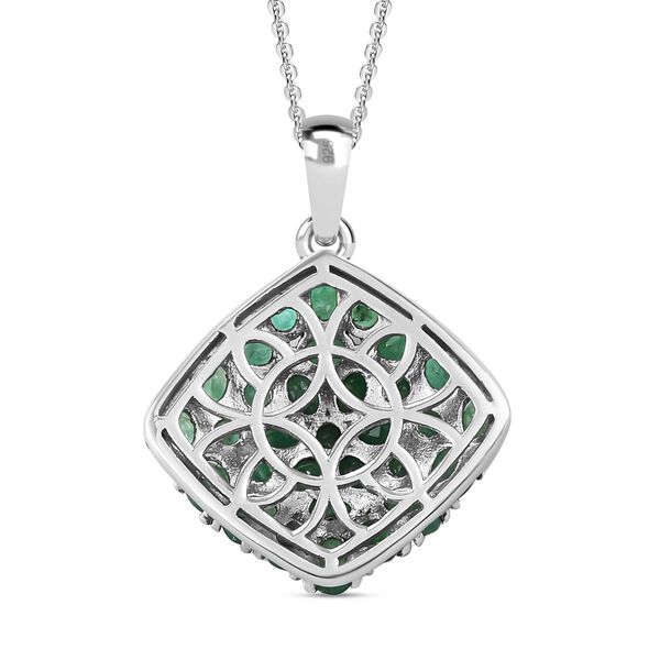 Kagem sambischer Smaragd-Cluster- Anh&auml;nger mit Kette in Silber, 4,47 ct. image number 5