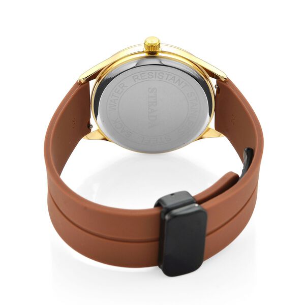 STRADA - Armbanduhr Legierung, goldfarben, Zifferblatt Braun-Hydraulic, 3 ATM wasserdicht image number 7