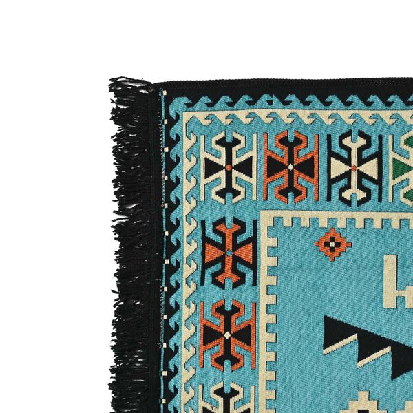 Jacquard gewebter Teppich mit Quasten, Gr&ouml;&szlig;e 180x120 cm, T&uuml;rkis image number 4