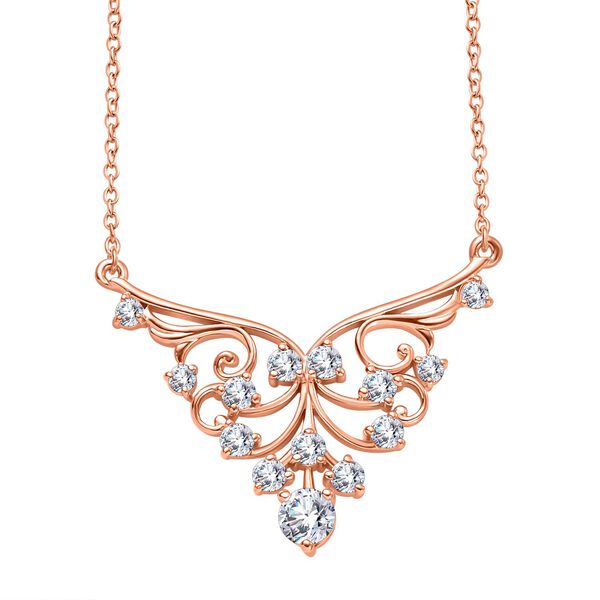 Moissanit Halskette ca. 45 cm 925 Silber 750 Ros&eacute;gold Vermeil ca. 1.74 ct