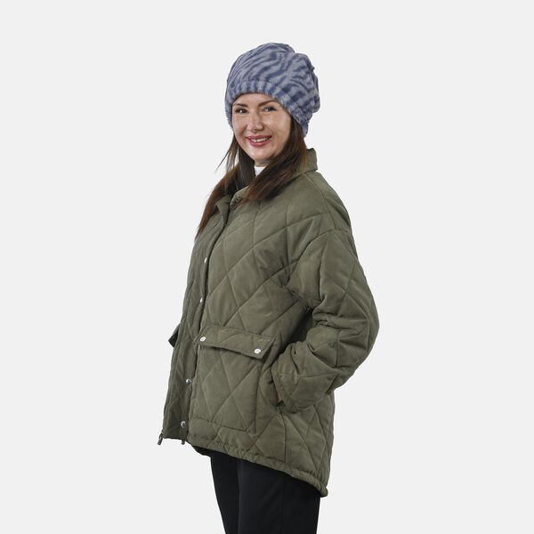 Innovativer 2 in 1 Infinity Schal und Mütze, Graues Zebramuster image number 5