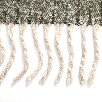 Kuscheliger Allrounder-Schal mit Fransen, Olivgr&uuml;n