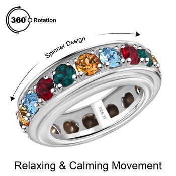 J Francis gefertigt mit SWAROVSKI Aquamarin Swarovski Kristall, Smaragd Swarovski Kristall Ring 925 Silber rhodiniert (Gr&ouml;&szlig;e 17.00)