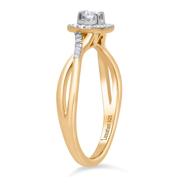 LUXURIANT VS-EF Labor Diamant Ring, 925 Silber 750 Gelbgold Vermeil - 0,25 ct. image number 4