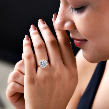 LUSTRO STELLA - wei&szlig;er Zirkonia-Ring, 925 Silber vergoldet (Gr&ouml;&szlig;e 18.00) ca. 4,36 ct