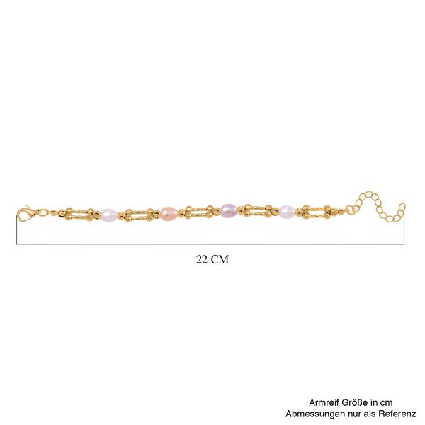 Mehrfarbige S&uuml;&szlig;wasser Perle Armband ca. 18 cm + 5 cm Extender, Standard gelb vergoldet image number 4