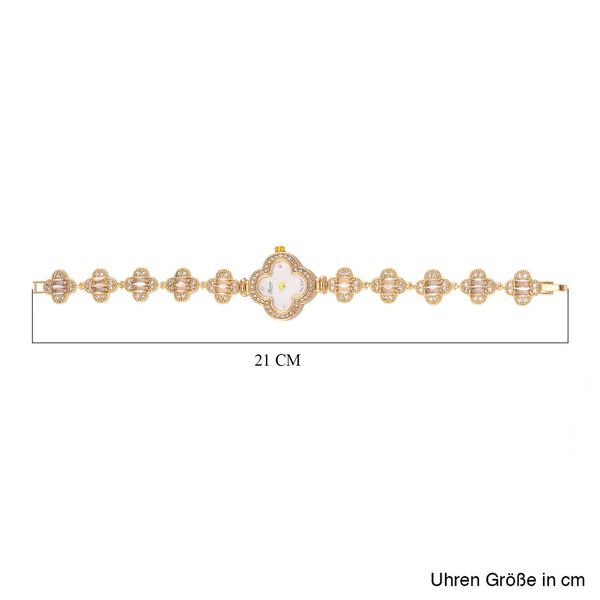 Weißer Kristall, Weißer Zirkonia Uhren Std Gelb image number 7