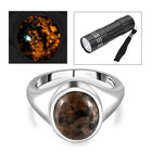 Nat&uuml;rlicher Yooperlith-Ring, 925 Silber platiniert (Gr&ouml;&szlig;e 16.00) ca. 3,55 ct