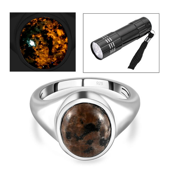 Nat&uuml;rlicher Yooperlith-Ring, 925 Silber platiniert  ca. 3,55 ct image number 0