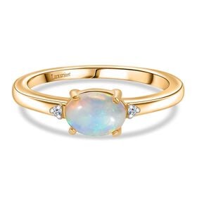 LUXURIANT DIAMOND- AA Natürlicher, äthiopischer Welo Opal und Labor Diamant Ring - 0,55 ct.