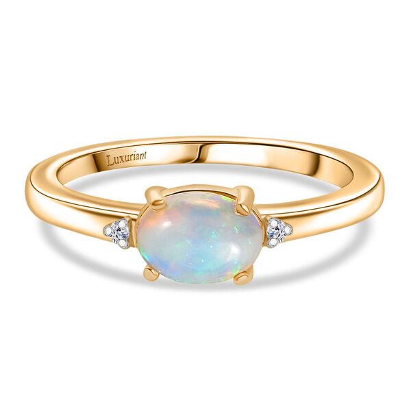 LUXURIANT 0,55 ct. AA natürlicher, äthiopischer Welo Opal und Labor Diamant Ring image number 0
