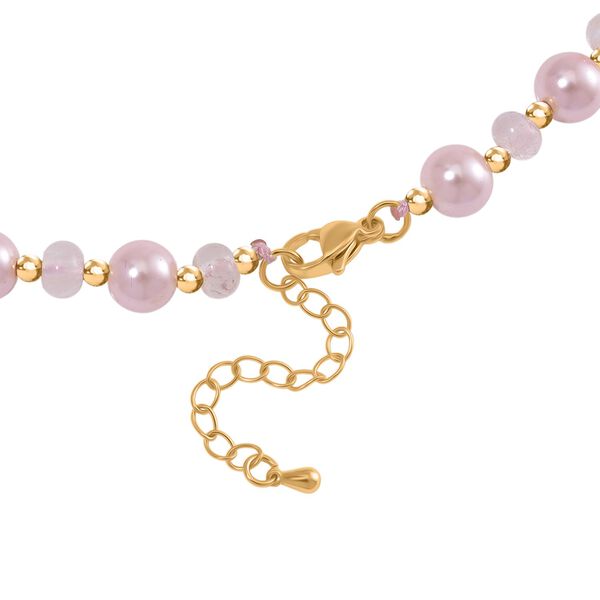 Rosa Muschelkernperle (7-9 mm), Rosenquarz Halskette ca. 45 cm+ 5 cm Extender, vergoldet image number 4