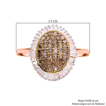 Nat&uuml;rlicher Champagner und wei&szlig;er Diamant-Ring - 1 ct.