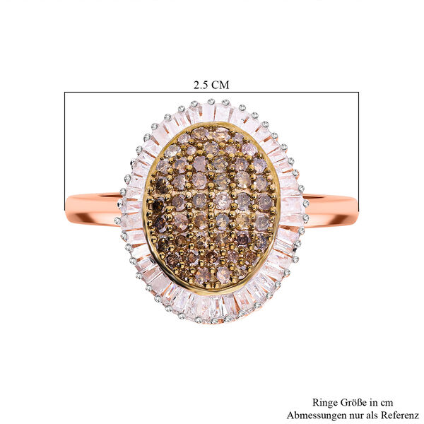 Nat&uuml;rlicher Champagner und wei&szlig;er Diamant-Ring - 1 ct. image number 4