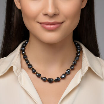 Pfauenfarbene Muschelkernperle 50cm Halskette