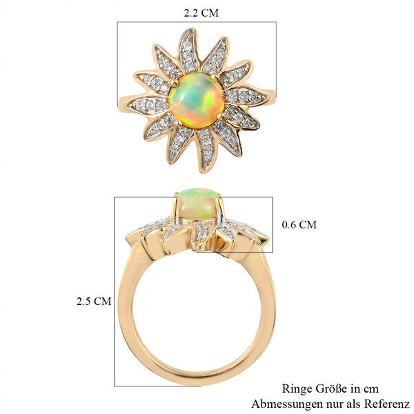 Nat&uuml;rlicher &Auml;thiopischer Opal und Zirkon Ring 925 Silber vergoldet  ca. 1,28 ct image number 7