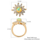Natürlicher Äthiopischer Opal und Zirkon Ring 925 Silber vergoldet  ca. 1,28 ct image number 6