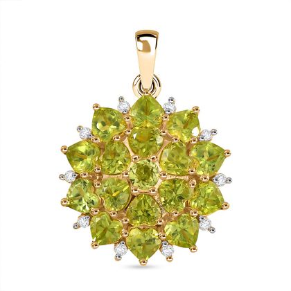 D'joy Peridot Anh&auml;nger 925 Silber 750 Gelb Vergoldet ca. 4.79 ct