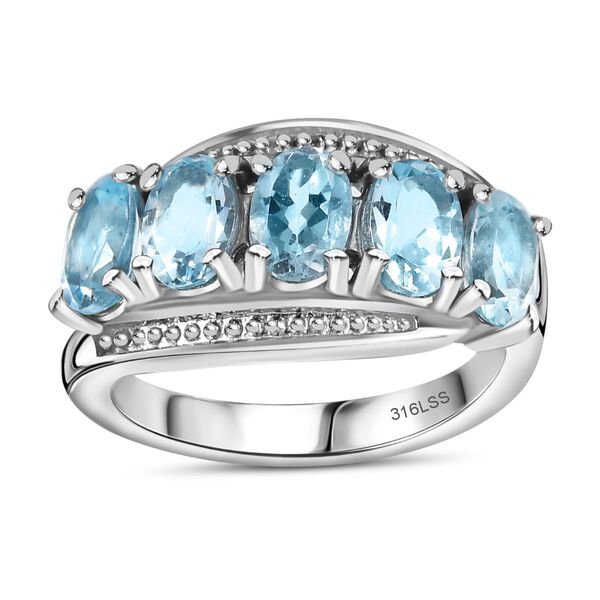 Himmelblauer Topas Ring Edelstahl (Größe 16.00) ca. 2,92 ct image number 3