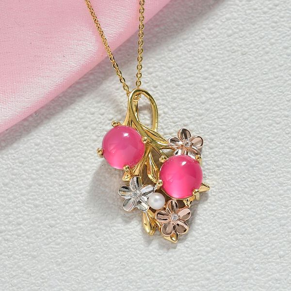 D'Joy Maulbeer Mondstein, S&uuml;&szlig;wasser Perle Schmuckset ca. 45 cm 925 Silber platiniert, 925 Silber YG und RG und PE image number 2