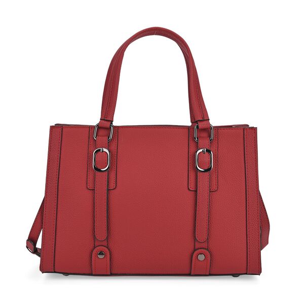 Crossbody Tasche aus 100% echtem Leder, 32x13x21 cm, Burgundrot image number 0
