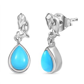 AA Sleeping Beauty Türkis Ohrringe, 925 Silber platiniert - 1,24 ct.