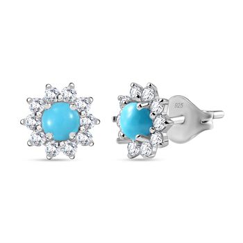 Amerikanische, nat&uuml;rliche Sleeping Beauty T&uuml;rkis und Zirkon-Ohrringe - 1,17 ct.