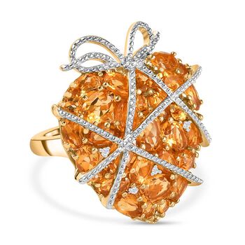 GP Amore Kollektion- AA Citrin, Zirkon und blauer Saphir-Ring- 9,29 ct.