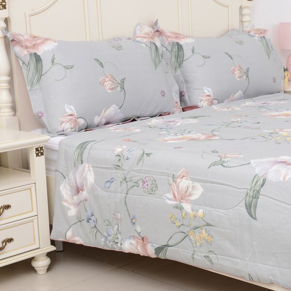 3er-Set, Bettdecke und 2 Kissenbezüge aus 100% Maulbeerseiden, Weißgrün image number 6