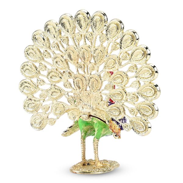 Schmuckschatulle Pfau aus Metall mit Kristallen, Blau image number 3