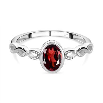 Roter Granat Ring, 925 Silber (Gr&ouml;&szlig;e 21.00) ca. 0.92 ct