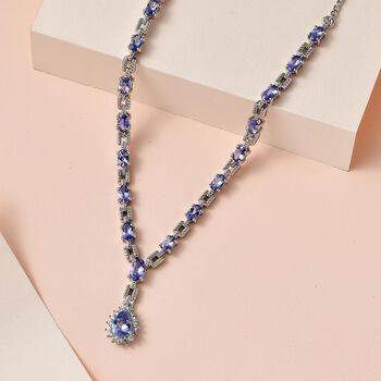 Tansanit und Zirkon 45cm Halskette - 5,02 ct.
