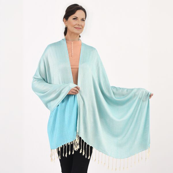 Doppelgewebter Schal, Blau image number 3