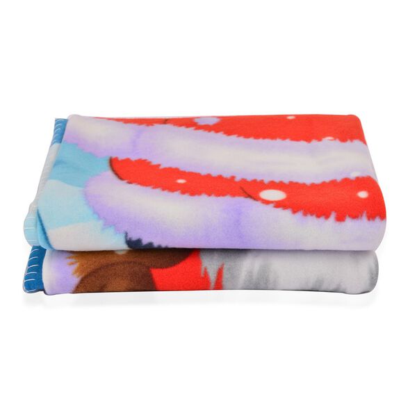 Superweiche Fleece &Uuml;berwurf mit Schneemann und Weihnachtsmann Muster, Gr&ouml;&szlig;e 130x170 cm, Mehrfarbig, Schneemann image number 4