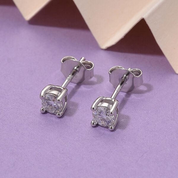 RADIANTA GRA zertifiziert Moissanit (D-VVS) Ohrringe 925 Silber rhodiniert ca. 0.48 ct image number 2