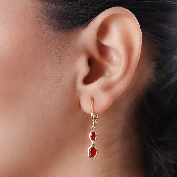 Mexikanische Kirschfeuer-Opal-Ohrhänger in Silber image number 3