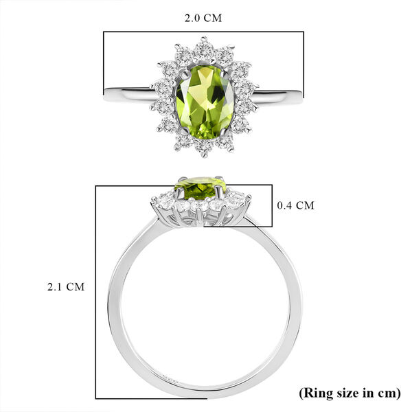 AA Peridot, Zirkon Ring 925 Silber Platiniert (Gr&ouml;&szlig;e 17.75) ca. 1,31 ct image number 7