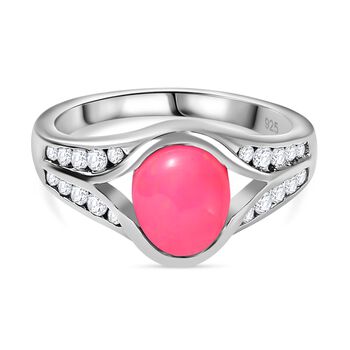 AA rosa &auml;thiopischer Welo Opal und Zirkon-Ring - 1,37 ct.
