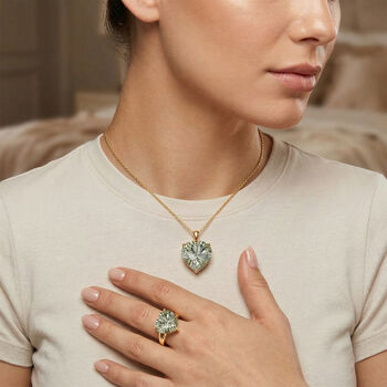 D'Joy AA Prasiolith Ring und Anh&auml;nger mit 50cm Kette