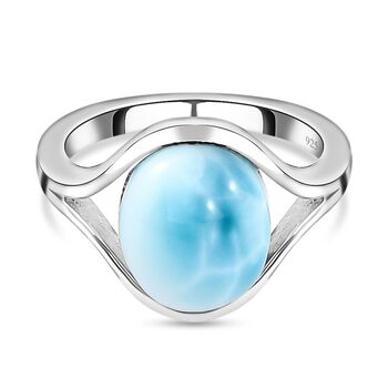 Larimar Ring, 925 Silber platiniert (Gr&ouml;&szlig;e 17.00) ca. 5,26 ct