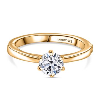 LUXURIANT SGL zertifizierter SI-GH Labor Diamant Solit&auml;r Ring, 925 Silber 750 Gelbgold Vermeil - 1 ct.