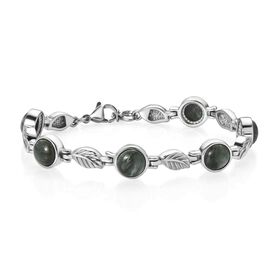 Sibirischer Seraphinite Armband ca. 18.5 cm+ 2.5 cm Extender, Edelstahl ca. 13,14 ct.