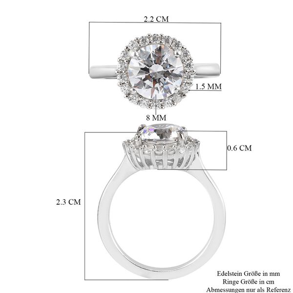 LUSTRO STELLA Hergestellt mit ZIRKONIA Halo Ring 925 Silber Platin-&Uuml;berzug (Gr&ouml;&szlig;e 16.00) ca. 3,71 ct image number 6