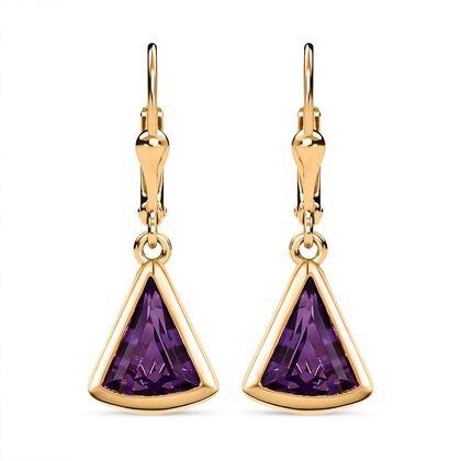 Afrikanischer Amethyst Ohrringe 925 Silber Gelbgold Vermeil ca. 3.45 ct