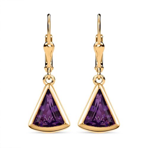 Afrikanischer Amethyst Ohrringe, 925 Silber Gelbgold Vermeil ca. 3.45 ct image number 0