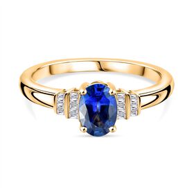 AAA ceylonfarbener Saphir und Diamant Ring in 585 Gold - 1 ct.